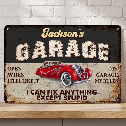 Metal Sign material and size view - Personalized Garage Metal Sign