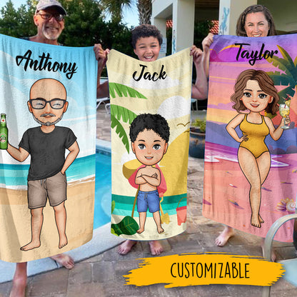 Personalized Family Summer Vacation Beach Towel - Gift For Family Friends