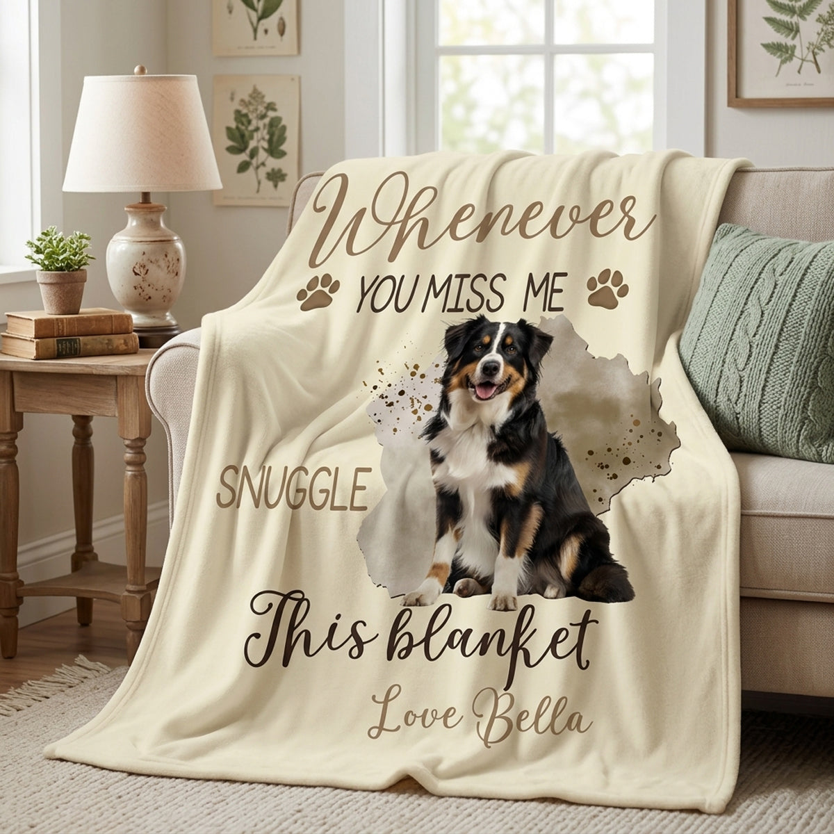 Personalized Dog Memorial Blanket personalization view for Dog Lovers
