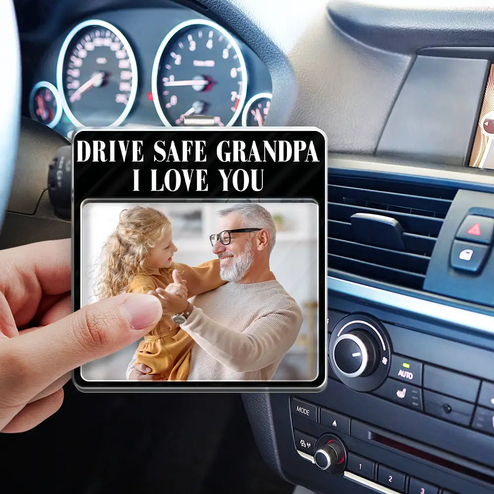 "Drive Safe Daddy I Love You" Personalized Acrylic Car Visor Clip - Keepsake for Dad
