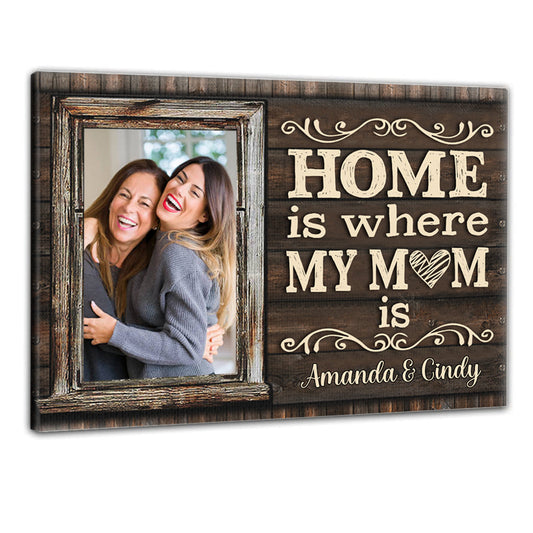 Home Is Where My Mom Is - Personalized Custom Photo Canvas / Poster