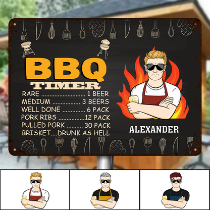 Dad's BBQ Timer - Personalized Custom Classic Camping Metal Signs - Gift For Father, Grandpa