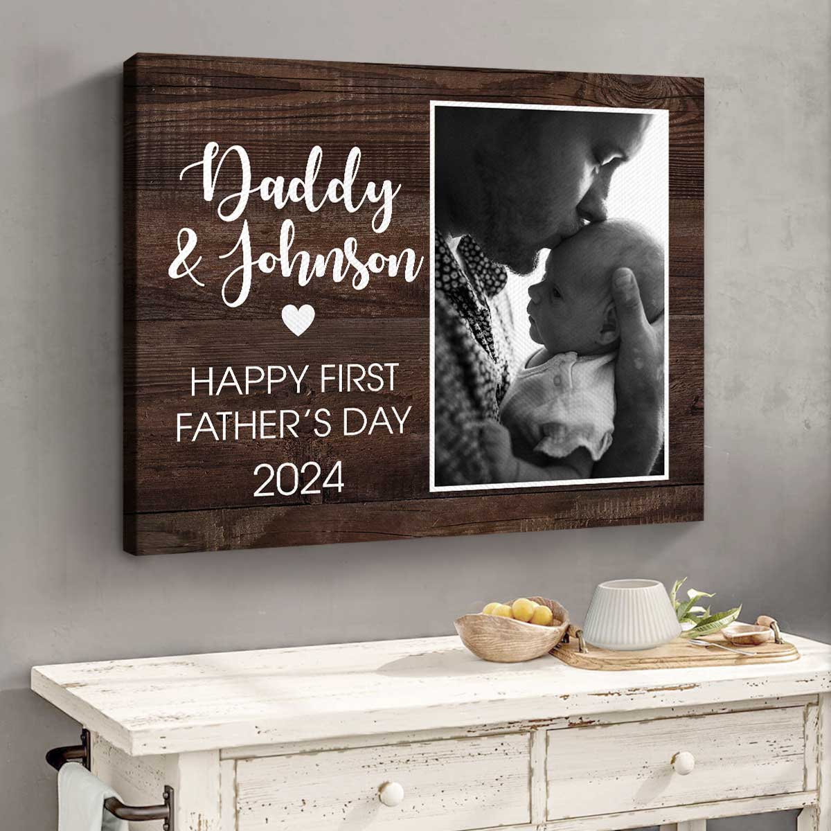 Personalized First Father’s Day Canvas / Poster - Custom Photo Gift for New Dads