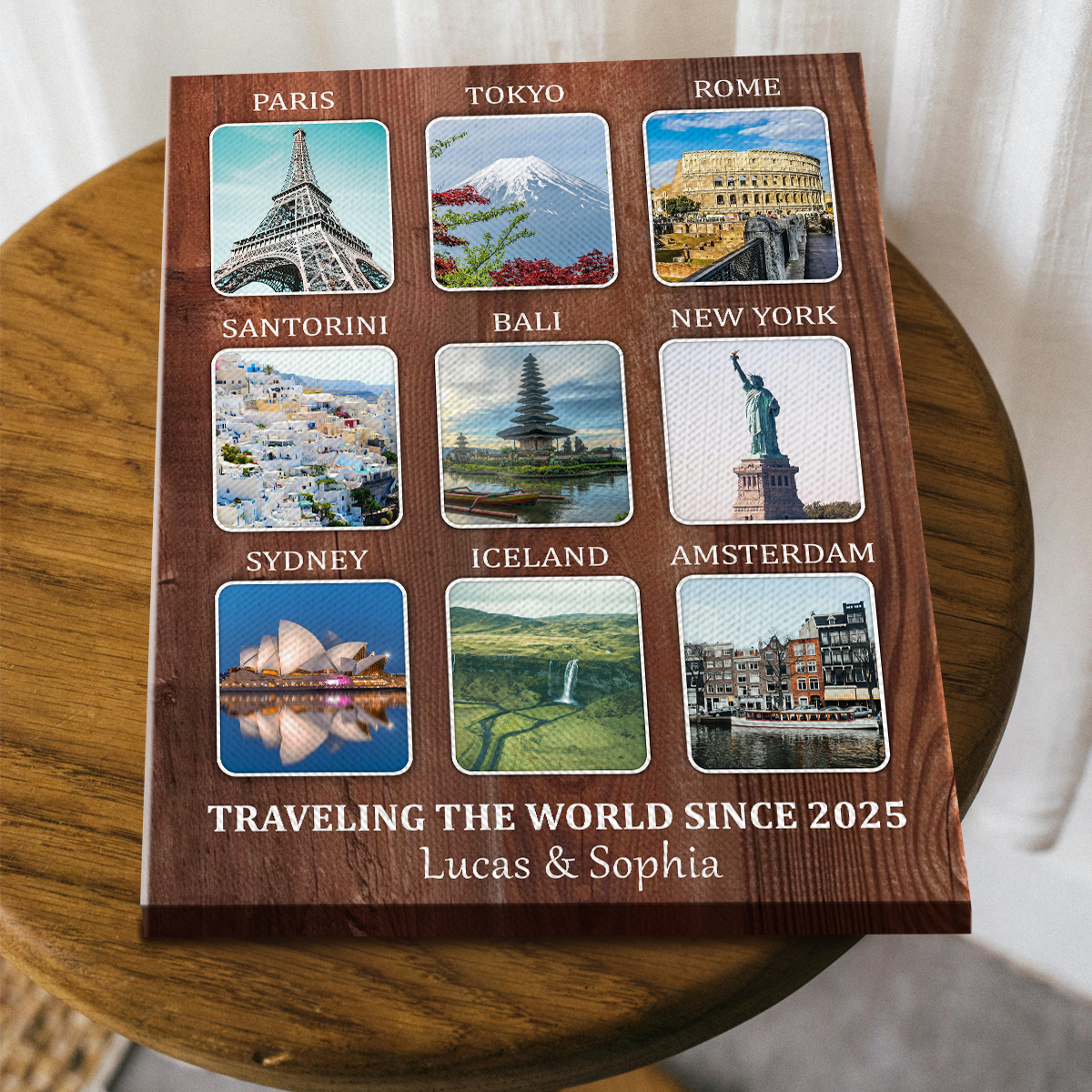 Personalized Travel Memories Collage Canvas / Poster - Custom Souvenir Gift For Travel Lovers