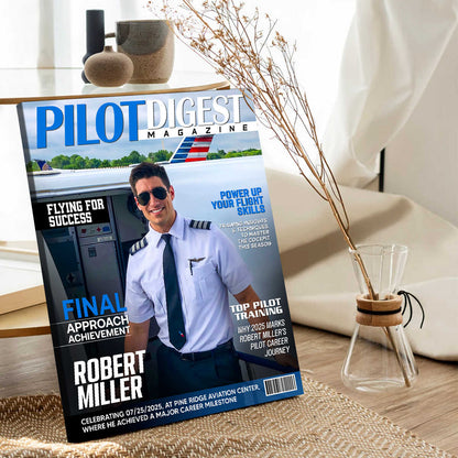 Personalized Custom Pilot Digest Magazine Cover Canvas / Poster – A Unique Gift for Pilots
