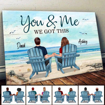 Back View Couple Sitting Beach Landscape You & Me We Got This Personalized Canvas