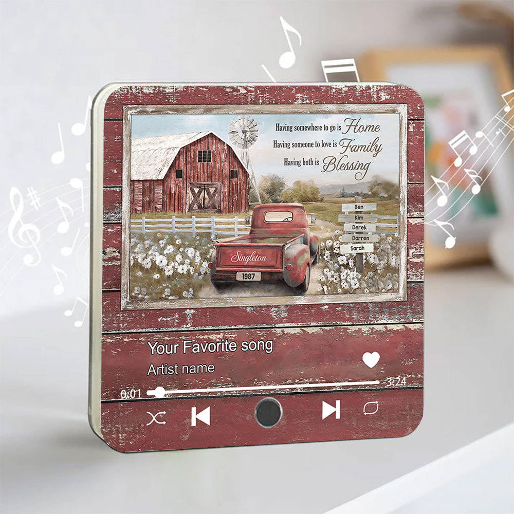 Personalized Family Farm Sign - Custom Name Acrylic Music Magnet