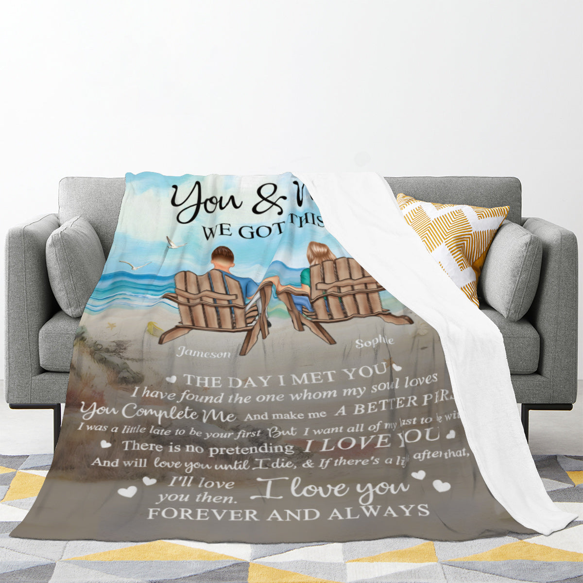 Heartfelt Personalized 'The Day I Met You' Blanket for Couples