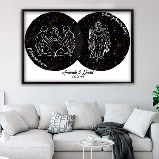 Zodiac Couple Star Signs - Personalized Custom Love Canvas / Poster