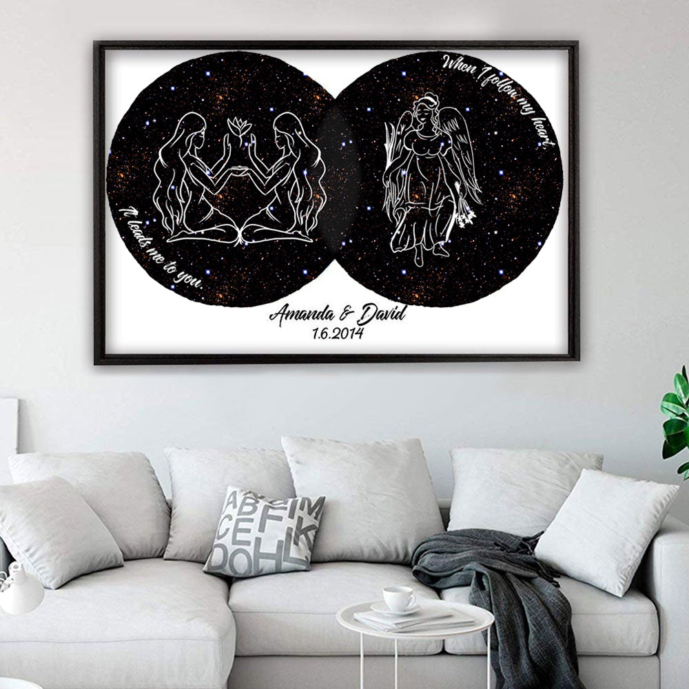 Zodiac Couple Star Signs - Personalized Custom Love Canvas / Poster