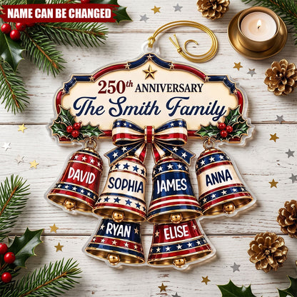 250th Anniversary Personalized Family Christmas Ornament - Custom Patriotic Acrylic Keepsake