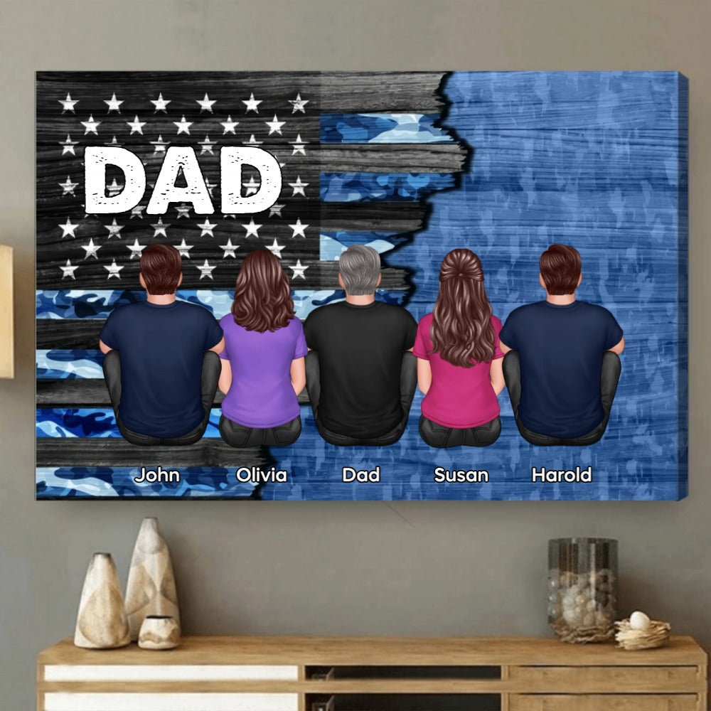 Personalized DAD Canvas: Custom Family Silhouettes Wall Art for Fathers