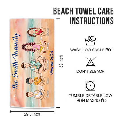 Personalized 'The [Your Name] Family' Beach Towel - Custom Vacation Keepsake