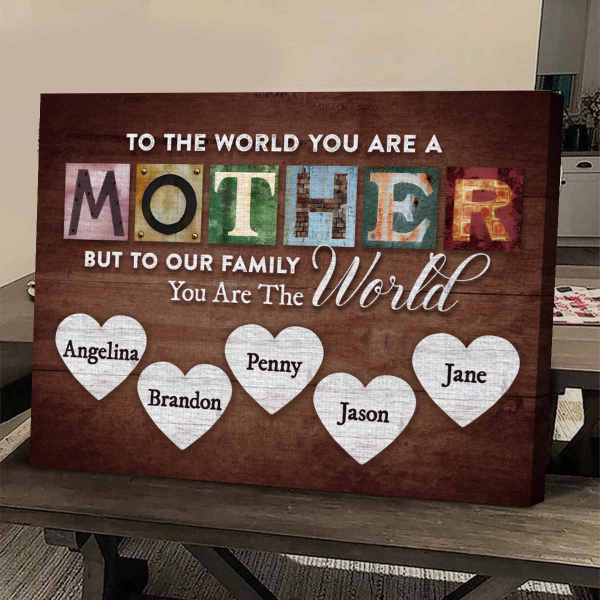 Custom "You Are The World" Canvas for Mother | Personalized Family Names