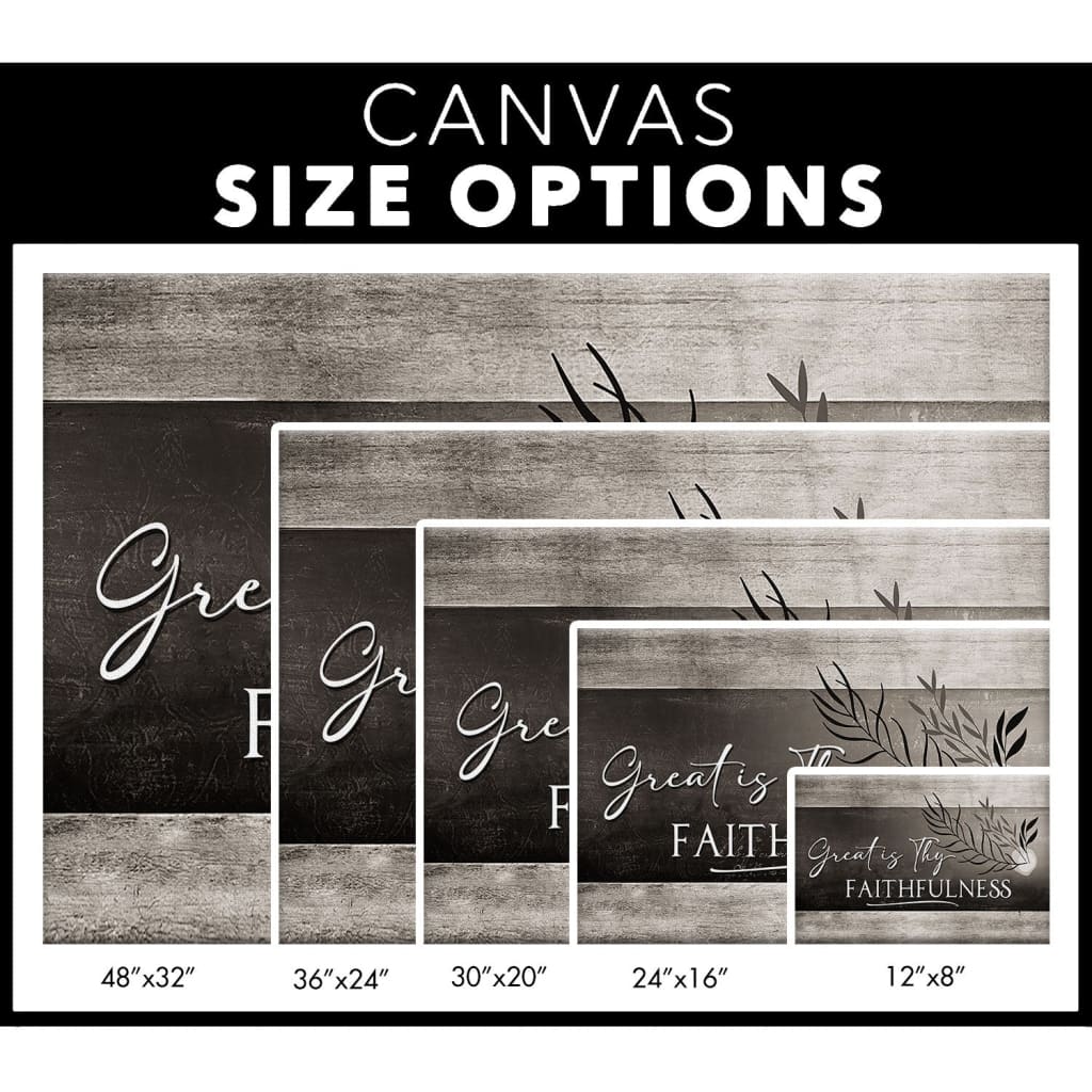 Great Is Thy Faithfulness canvas wall art, a beautiful addition to Christian home decor / Size options.