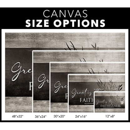 Great Is Thy Faithfulness canvas wall art, a beautiful addition to Christian home decor / Size options.