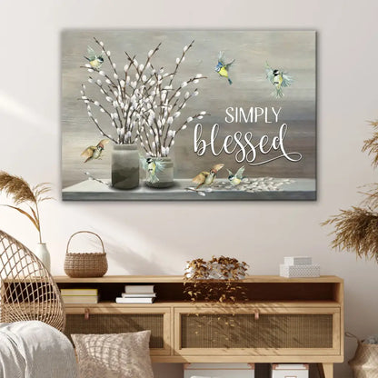 Simply Blessed wall decor, inspiring Christian canvas art, ideal for gifts or home decoration.