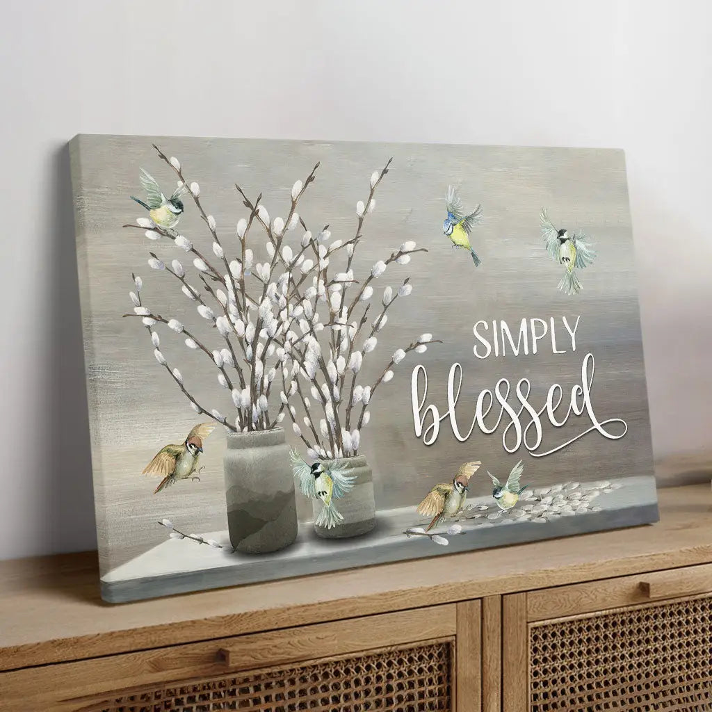 Best-selling Christian wall art canvas with Simply Blessed, an uplifting addition to any faith-based space.