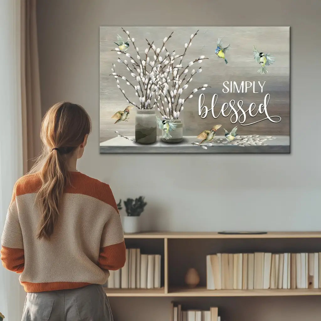 Faith-based canvas print: Simply Blessed Christian wall decor, perfect for uplifting home decoration.