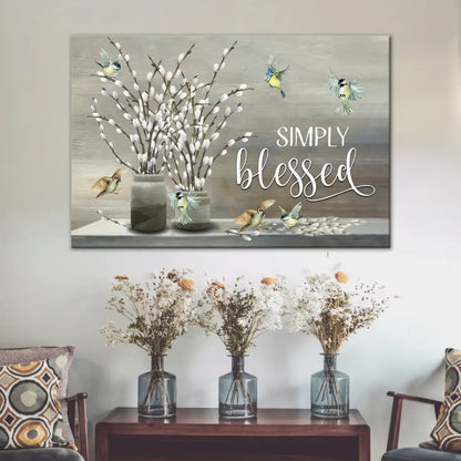 Inspirational Christian home decor: Simply Blessed wall art canvas, a beautiful reminder of faith and gratitude.