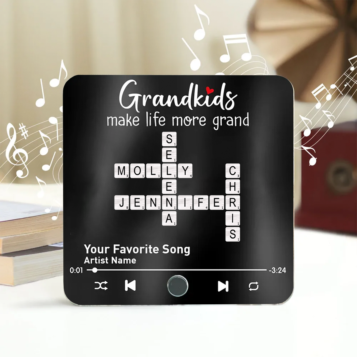 Personalized Music Fridge Magnet - Grandkids Make Life More Grand
