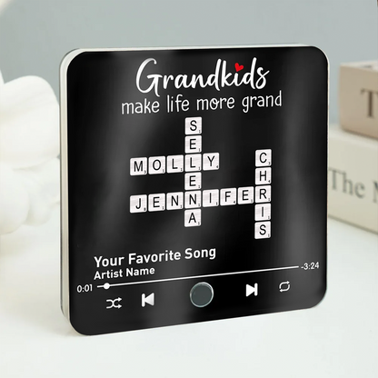 Personalized Music Fridge Magnet - Grandkids Make Life More Grand