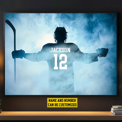 Personalized Hockey Player Poster personalization view for Son/Grandson