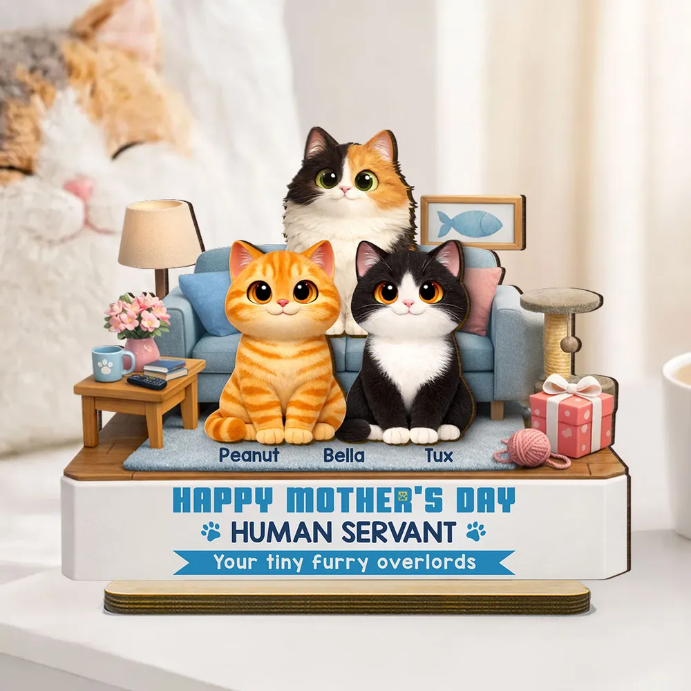 Personalized “Human Servant” Wooden Plaque - Funny Mother’s Day Gift for Cat Mom