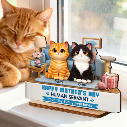 Personalized “Human Servant” Wooden Plaque - Funny Mother’s Day Gift for Cat Mom