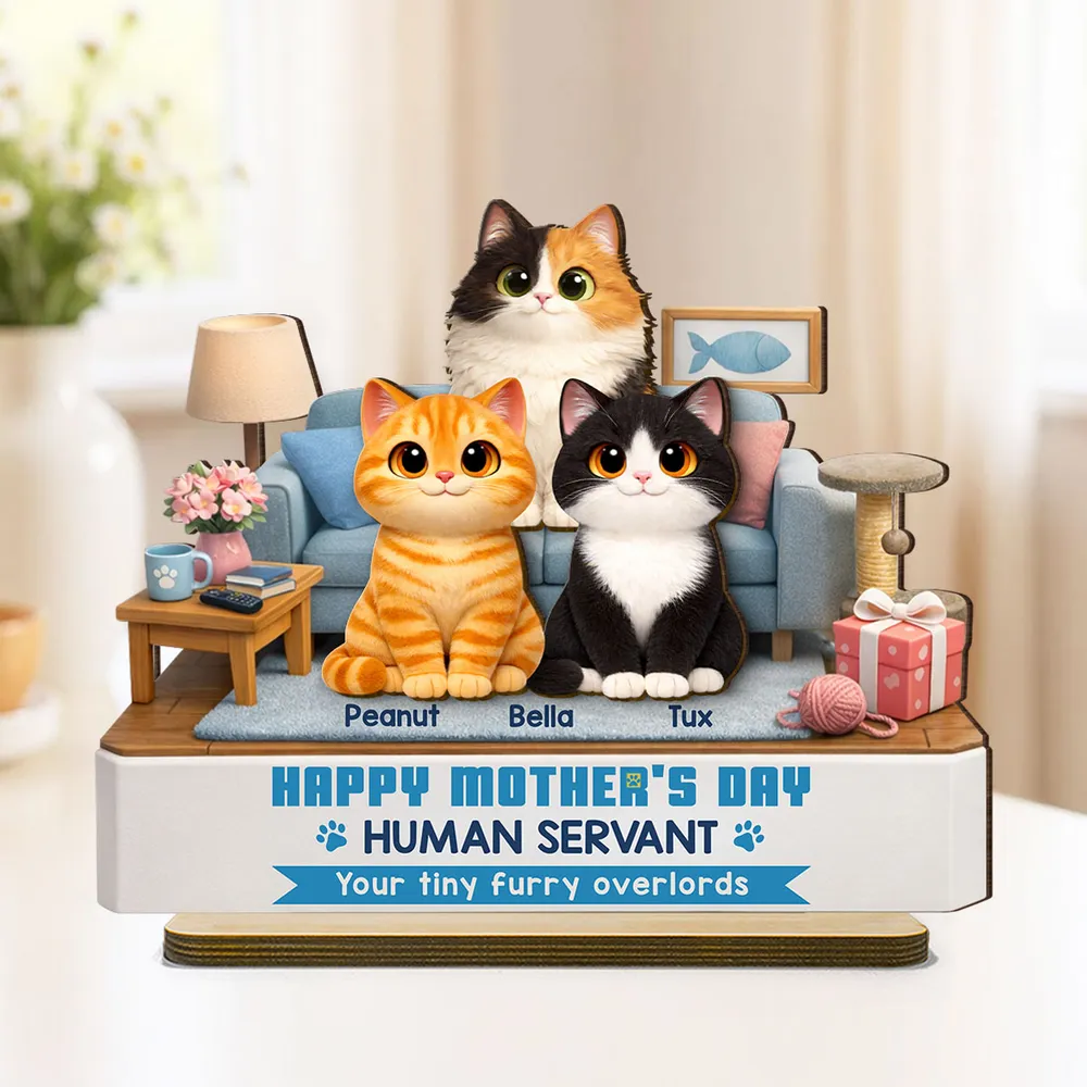 Personalized “Human Servant” Wooden Plaque - Funny Mother’s Day Gift for Cat Mom