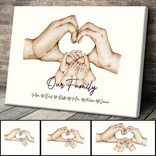 Parents Hands - Personalized Custom Family Name Canvas / Poster