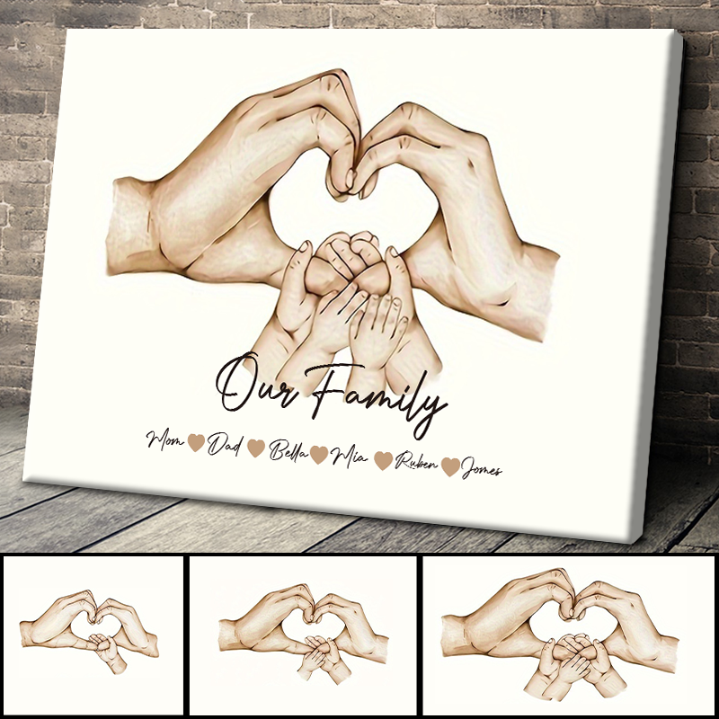 Parents Hands - Personalized Custom Family Name Canvas / Poster