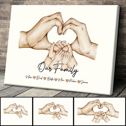 Parents Hands - Personalized Custom Family Name Canvas / Poster