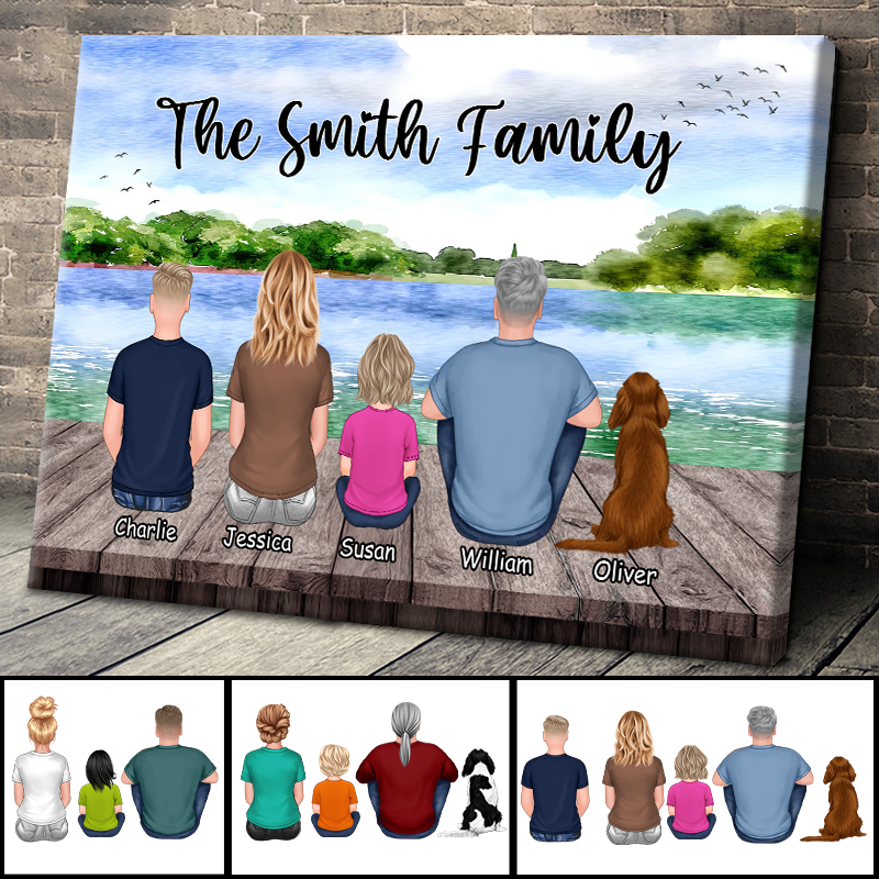 "The [Family Name] Family" Personalized Lakeside Canvas Art Gift