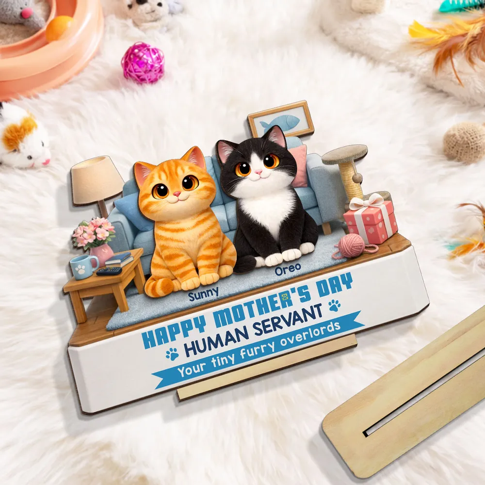Personalized “Human Servant” Wooden Plaque - Funny Mother’s Day Gift for Cat Mom