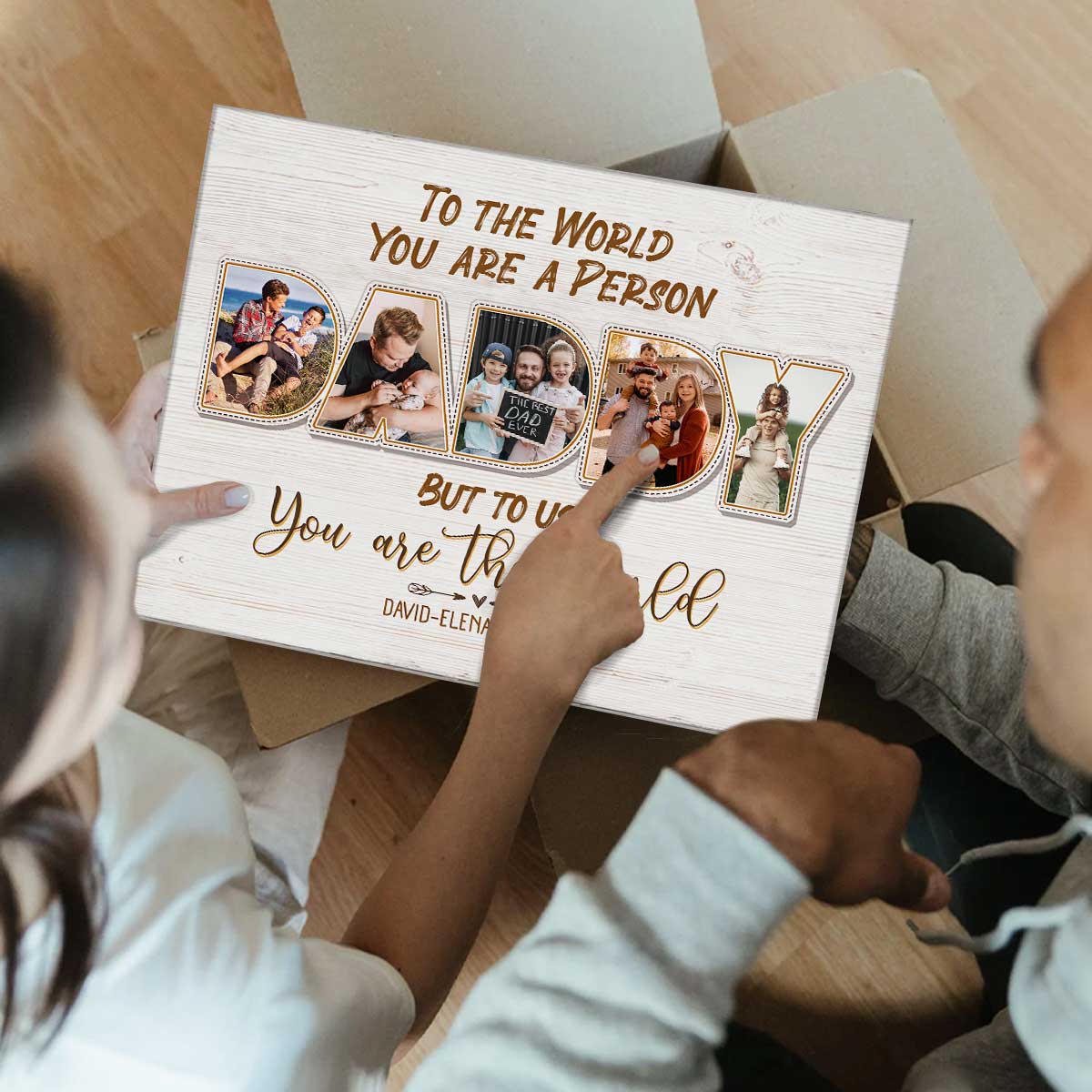Daddy, To Us You Are The World - Personalized Photo Canvas / Poster