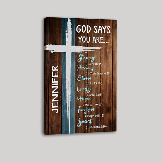 Personalized God Says You Are Canvas / Poster - With Custom Name Wall Art