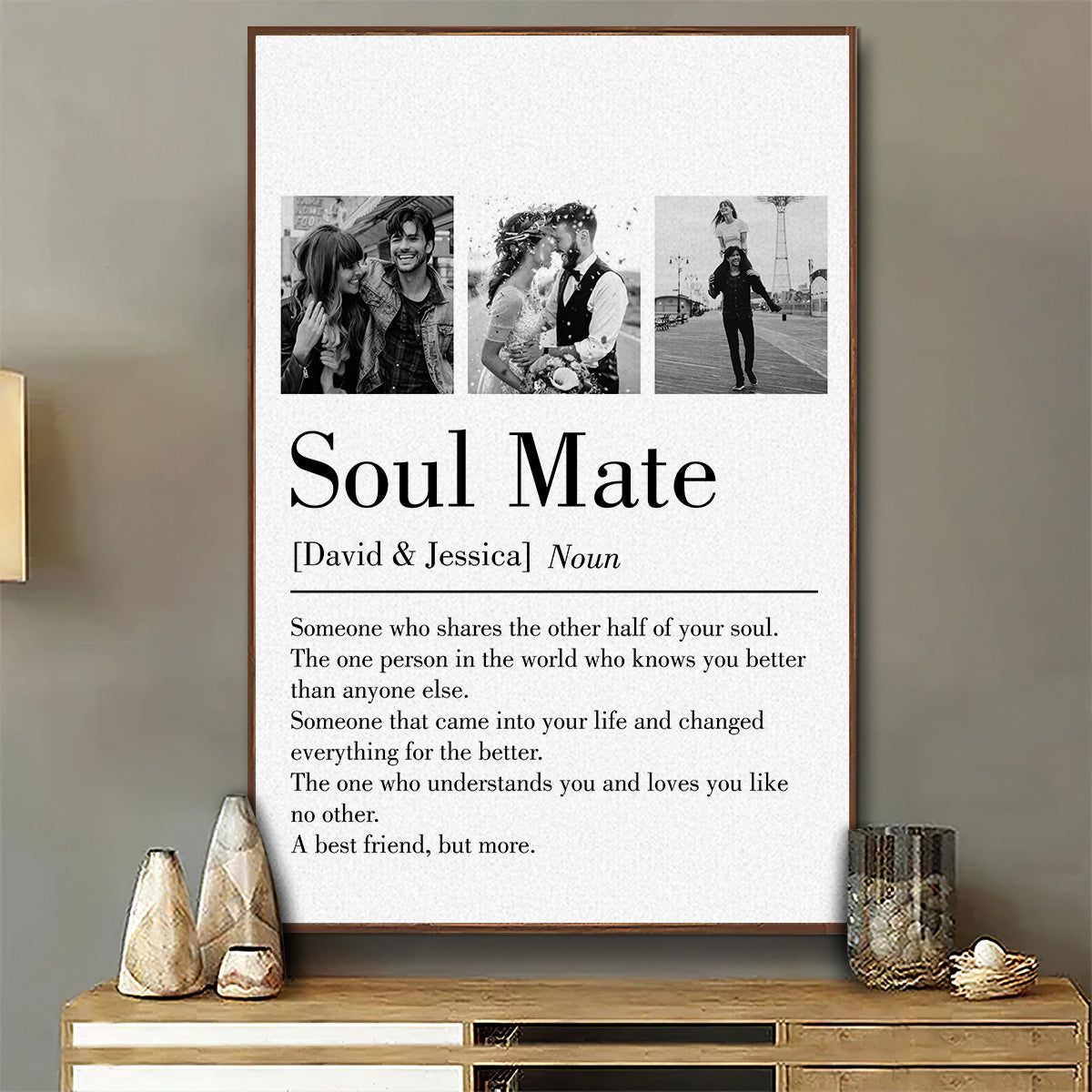 Personalized 'Soul Mate' Canvas: Definition Art for Couples & Anniversaries