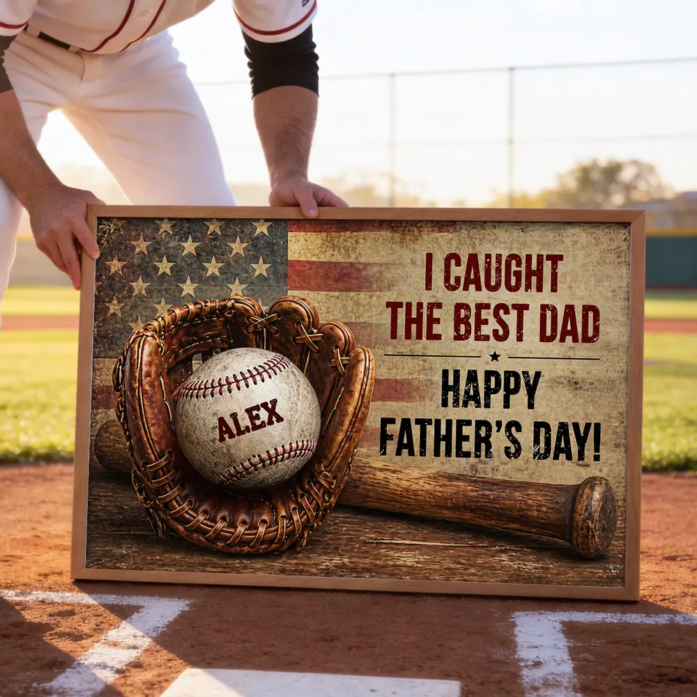 Canvas / Poster material and size view - Personalized Baseball Dad Canvas