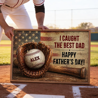 Canvas / Poster material and size view - Personalized Baseball Dad Canvas