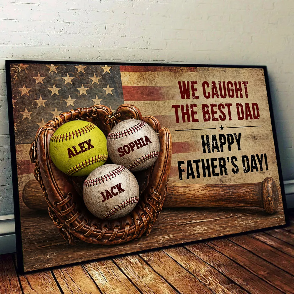 Personalized Baseball Dad Canvas for Dad with personalized design details for meaningful gifting