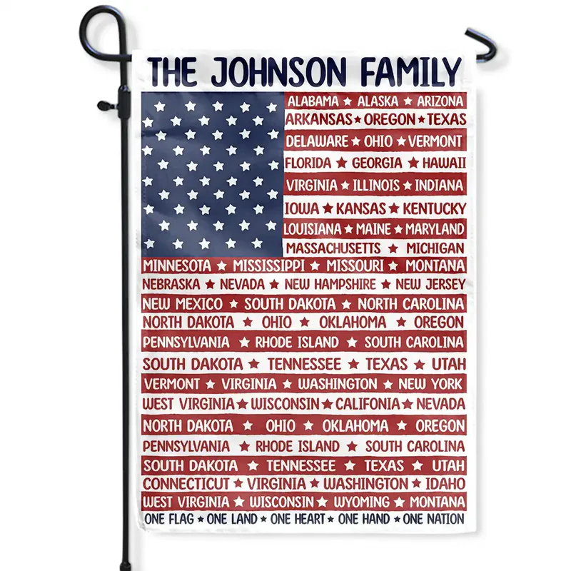 One Land One Heart One Hand One Nation - Personalized Garden Flag