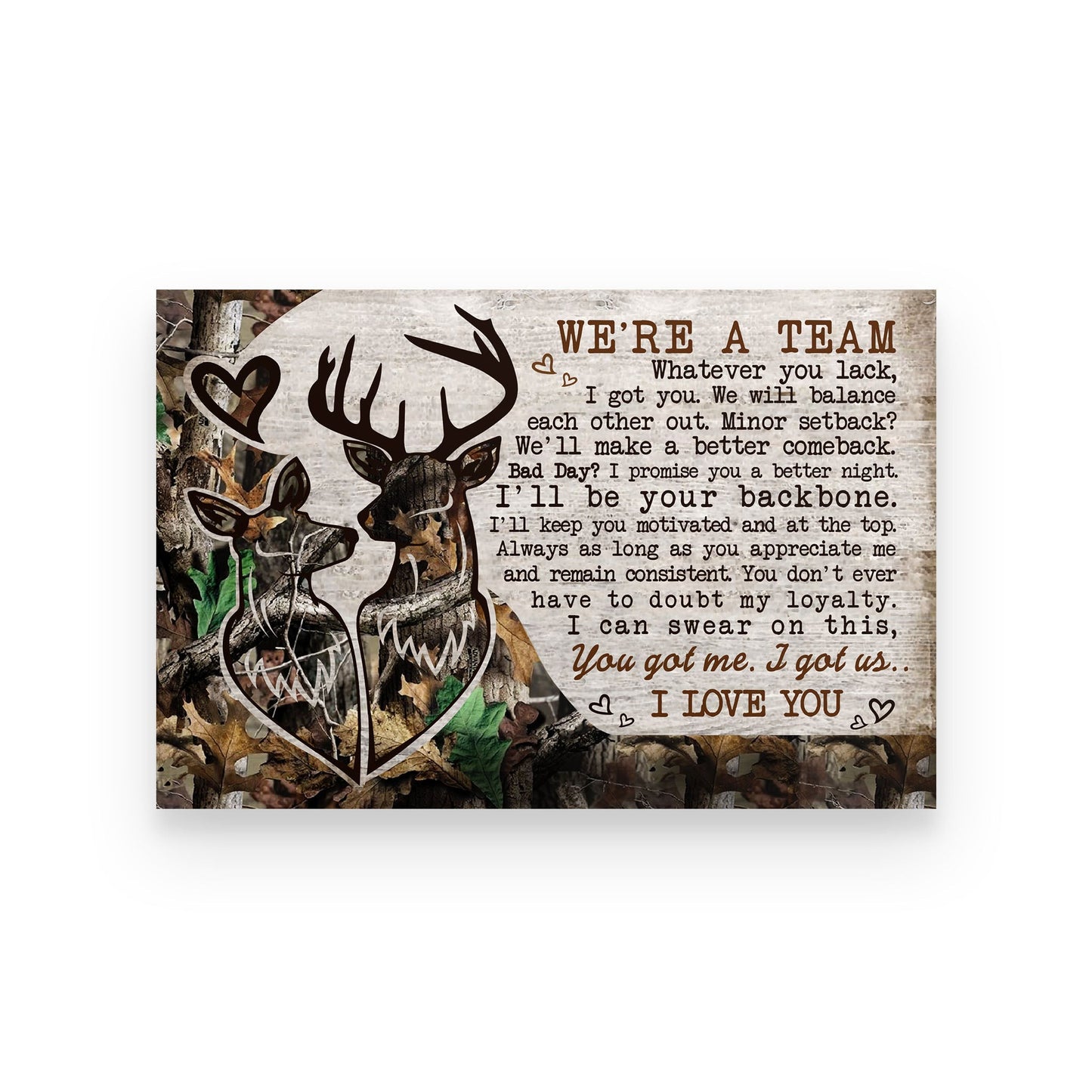 We're A Team - Personalized Custom Deer Couple Camo Poster / Canvas