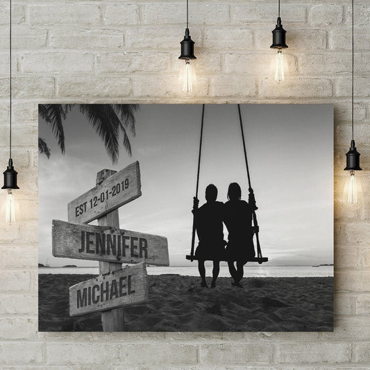 Personalized Couple Swing Canvas / Poster - Custom Names Wall Art