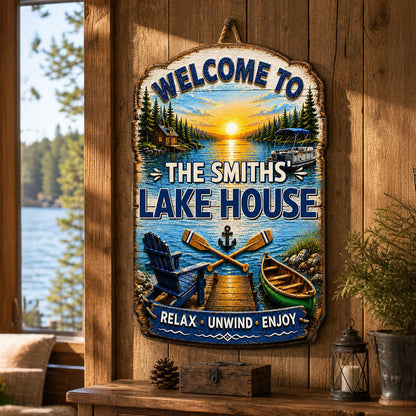 Wood Sign material and size view - Personalized Lake House Wood Sign