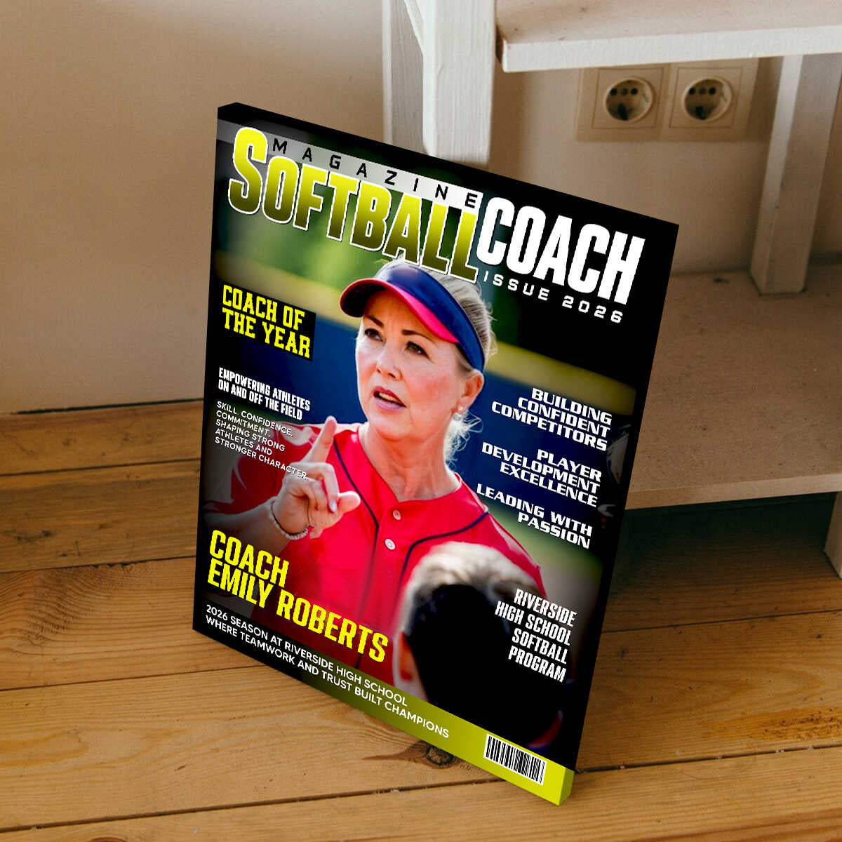 Personalized Softball Coach Magazine Cover Canvas / Poster - Appreciation & End of Season Gift