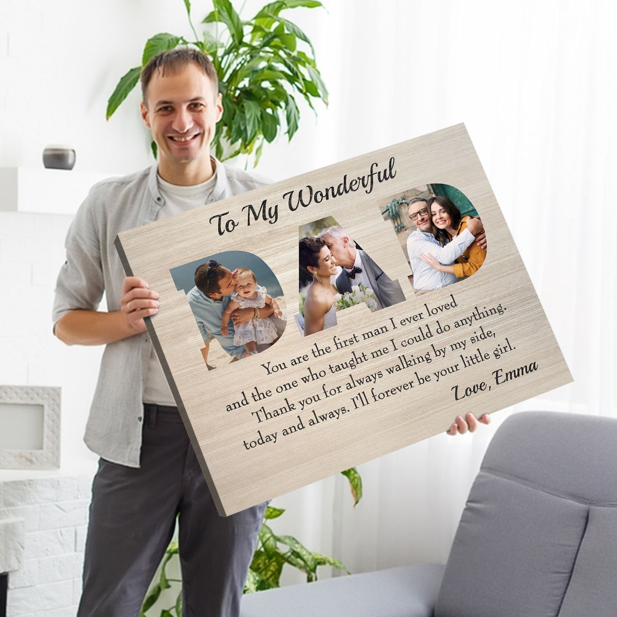 Personalized Dad Photo Canvas for Dad with personalized design details for meaningful gifting image 6