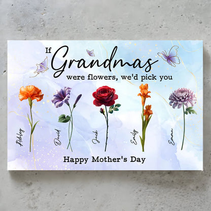 Personalized 'If Grandmas Were Flowers' Custom Canvas for Mom & Grandma