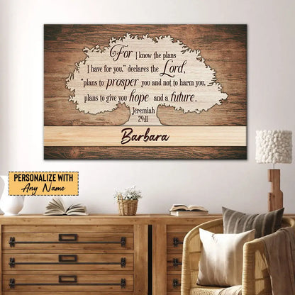 For I Know The Plans I Have For You Jeremiah 29:11 Personalized Name Wall Art Canvas