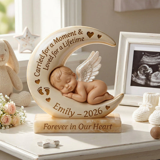 Personalized Baby Angel & Moon Acrylic Plaque - Memorial Gift for Baby